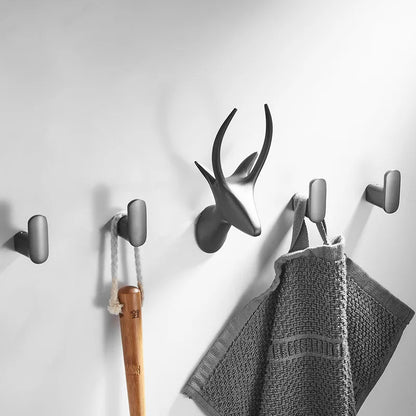 DecorBites™ Gun Grey Robe Hooks: Wall Mount Towel Hanger for Bathroom, Clothes, Hat, Coat