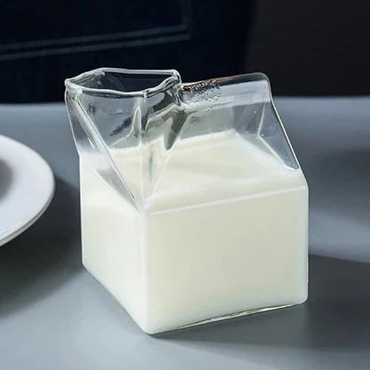 Decorbites™ Kreative Milchbox-Glasbecher - 250 ml | Süßes transparentes Trinkgeschirr für Saft und Kaffee