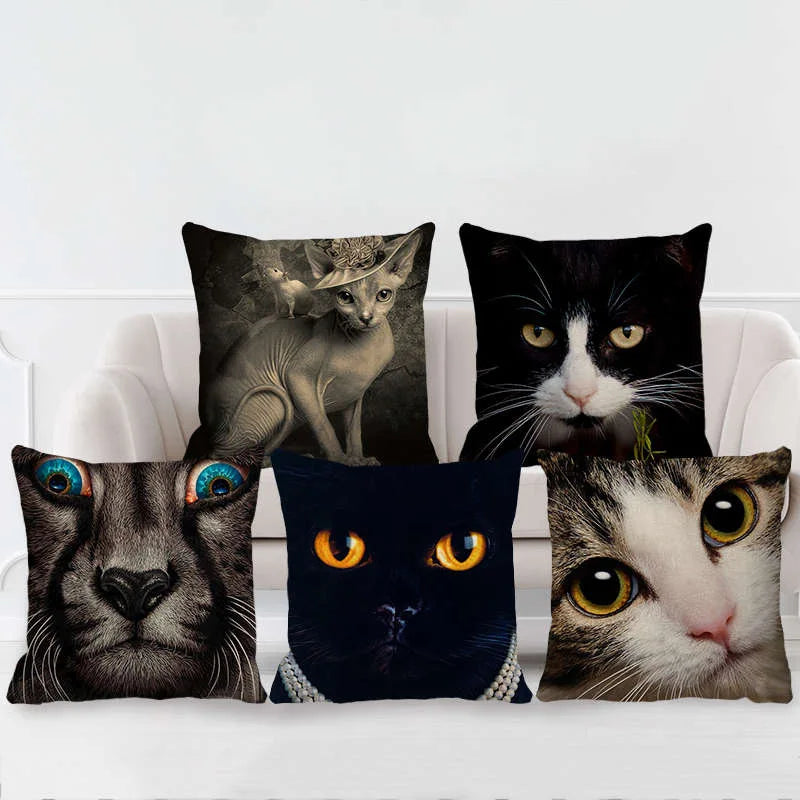 Decorbites™ Süßes Katzen-Sofa-Baumwoll-Leinen-Kissenbezug Polsterbezug Heimdekoration Kissen