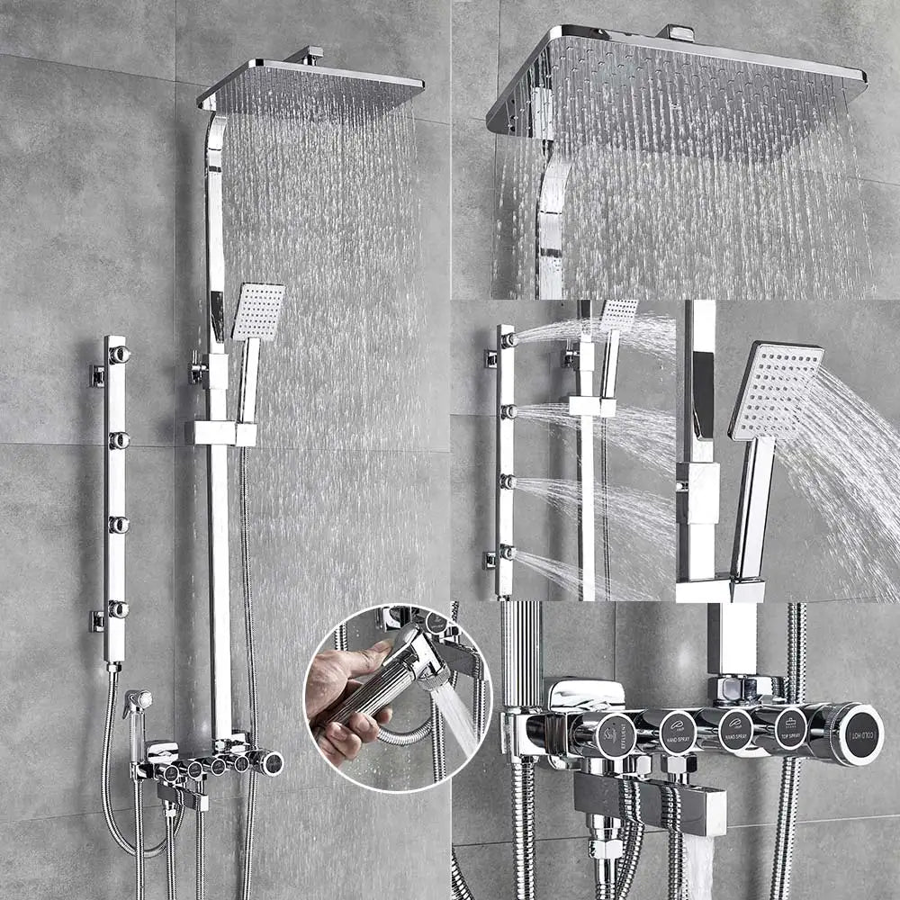 Decorbites™ 5-Funktions-Duscharmatur-Set mit Regendusche, Handbrause und Badewannenarmatur