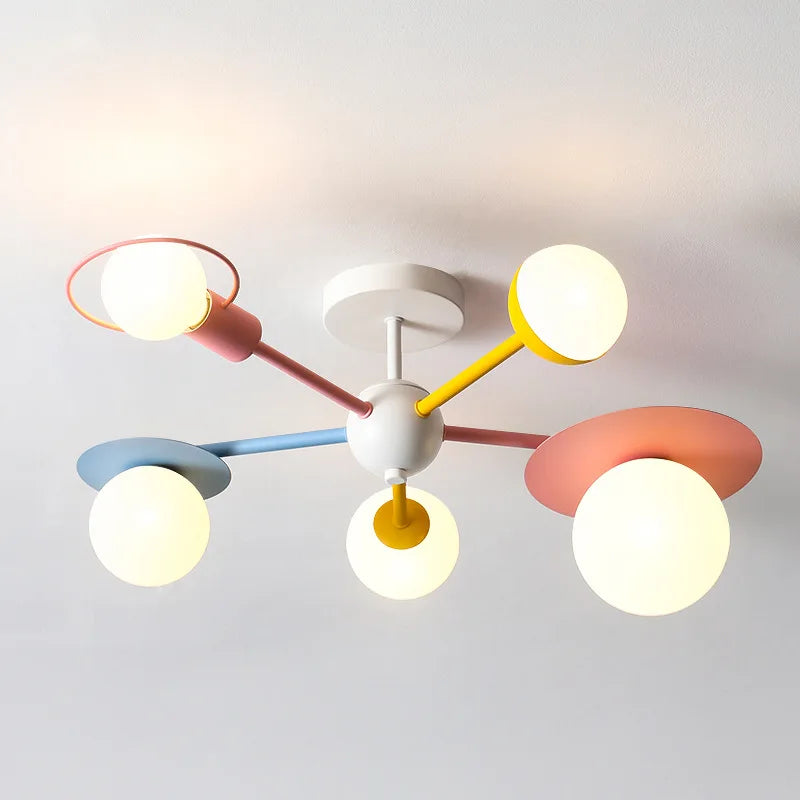 Decorbites™ Kinder Nordisches Glas-Lüster LED-Deckenleuchte - Blau Rosa Cartoon-Thema