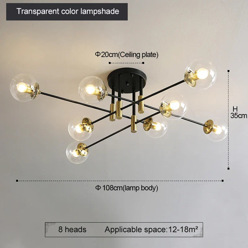 Decorbites™ Schwarz & Gold LED Runder Ball-Lüster - Elegante Beleuchtung für Zuhause