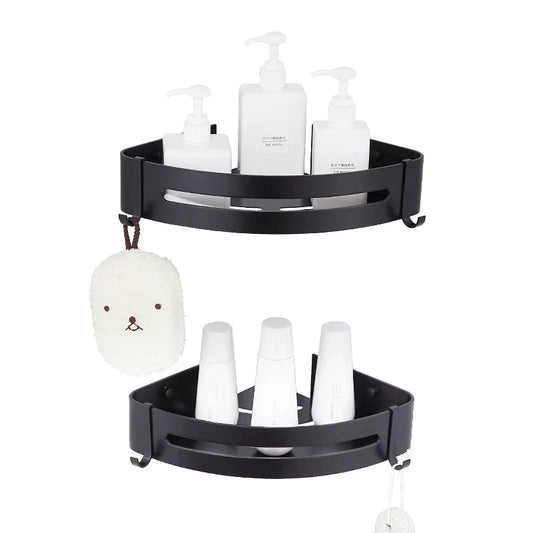 Decorbites™ Schwarzes Aluminium Badezimmer-Eckregal Wandmontiert Seifenhalter