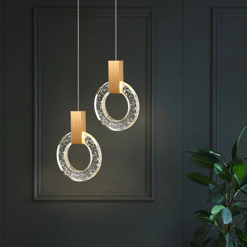 Gold Crystal Pendant Lights 2-Head Warm Glow