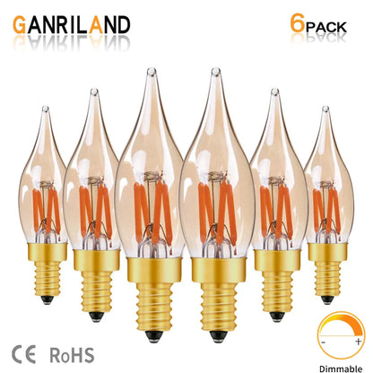 Decorbites™ LED-Filament-Birnen C22T Goldton Kerzenlampe E12 2W 2200K Kronleuchter-Dekoration