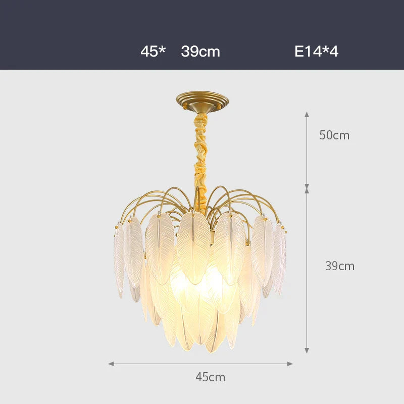 Decorbites™ Art-Deco-Weißglas-Feder-Kronleuchter mit LED-Beleuchtung für Eingangshalle & Schlafzimmer