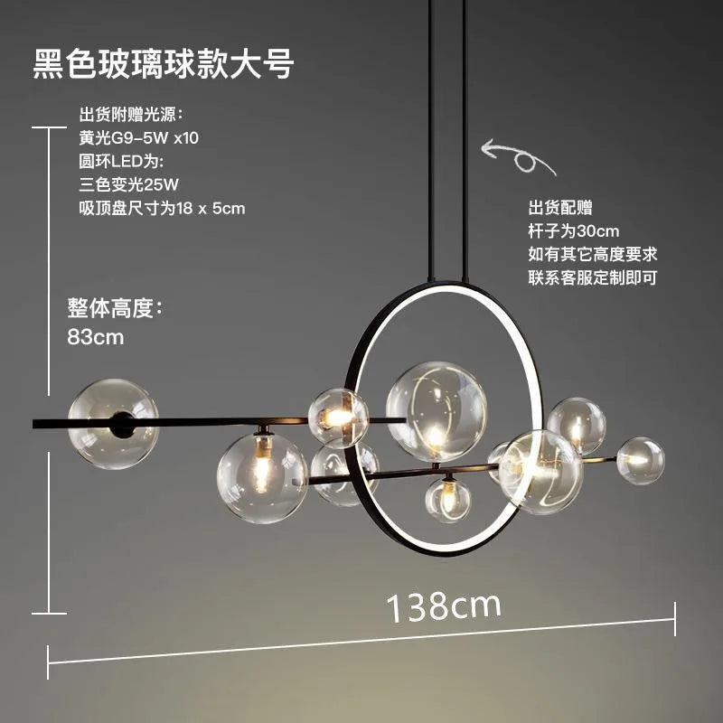 DecorBites™ Glass Ball LED Chandelier for Home Decor and Interior Lighting