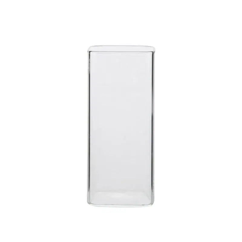 DecorBites™ 370ml Transparent Glass Square Tea Milk Cup - Temperature Resistant Juice Cup
