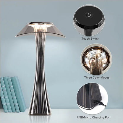 DecorBites™ Crystal Diamond Touch Table Lamp: USB Charging Night Light for Bar, Restaurant, Bedside