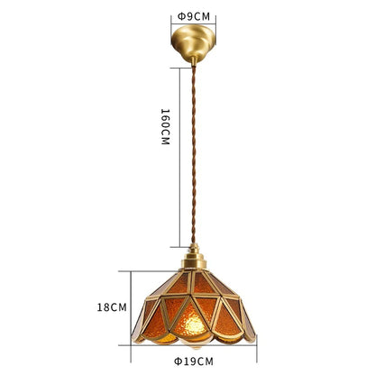 Decorbites™ Japanisches Vintage-Glas-Kupfer-LED-Pendant-Lampenleuchte für Schlafzimmer, Bar, Café