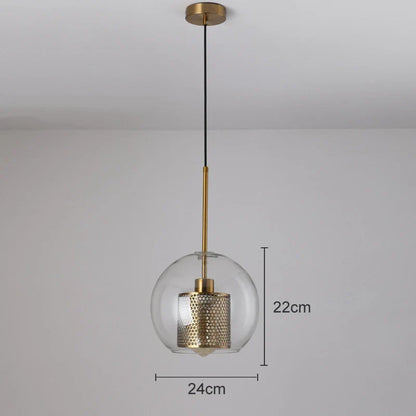 DecorBites™ Gold Mesh Glass Ball Pendant Light Industrial Kitchen Fixture