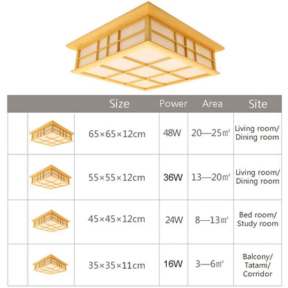 Decorbites™ Japanische Tatami-Holz-Deckenleuchte LED, Beleuchtung für Esszimmer, Schlafzimmer und Arbeitszimmer