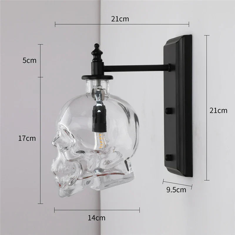 Decorbites™ Glas-Schädel-Wandleuchte: Nordisch-industrielle Vintage-LED-Wandleuchte für Wohnzimmer & Schlafzimmer.