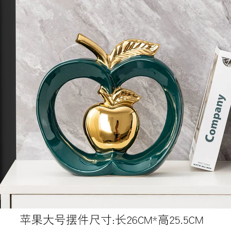 Decorbites™ Vergoldete Keramik-Apfel-Aufbewahrungsbox für Heimdekoration und Organisation
