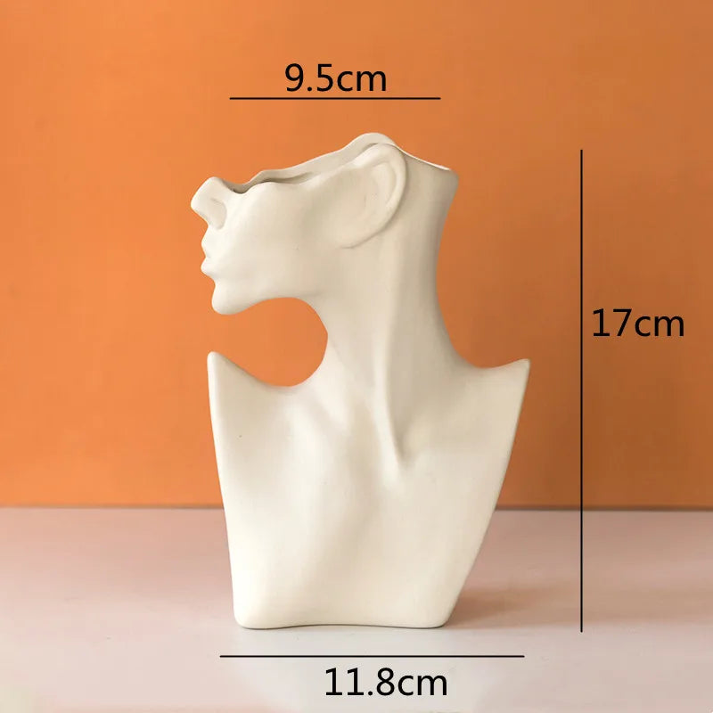 Decorbites™ Abstraktes Halbgesicht Keramikvasen-Porträt-Ornament Künstliches Handwerk