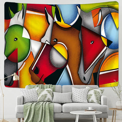 Decorbites™ Pferde-Teppich Wandbehang Buntes Cartoon Dekoration für Kinderzimmer