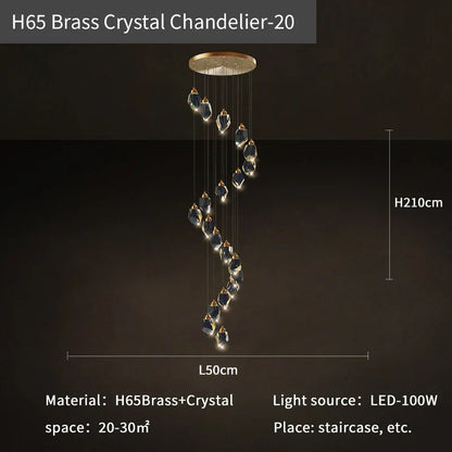 DecorBites™ Crystal Diamond Chandelier for Duplex Building Stairwell Loft Pendant Lighting