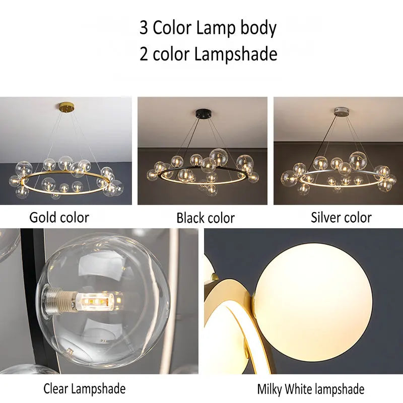 Decorbites™ Glasleuchter Lampe Kücheninsel Hängelampe Schwarz Gold Silber G9 LED