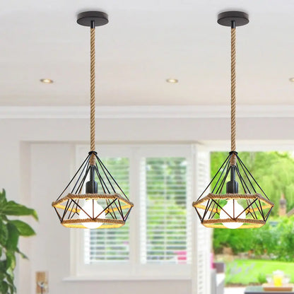 DecorBites™ Diamond Cage Iron Pendant Light for Living Dining Bedroom