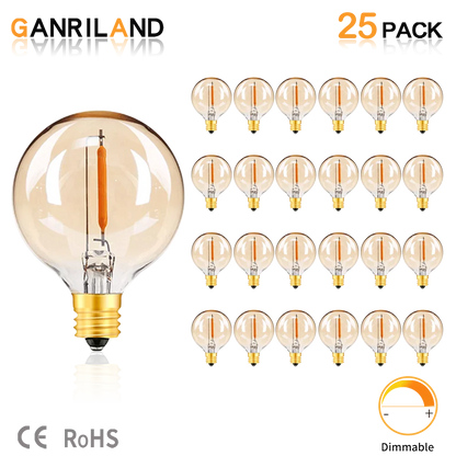 Decorbites™ G40 Bernstein-Glas Warm White LED-Lichterkette für Terrassen-Dekoration, dimmbar 1W Äquiv