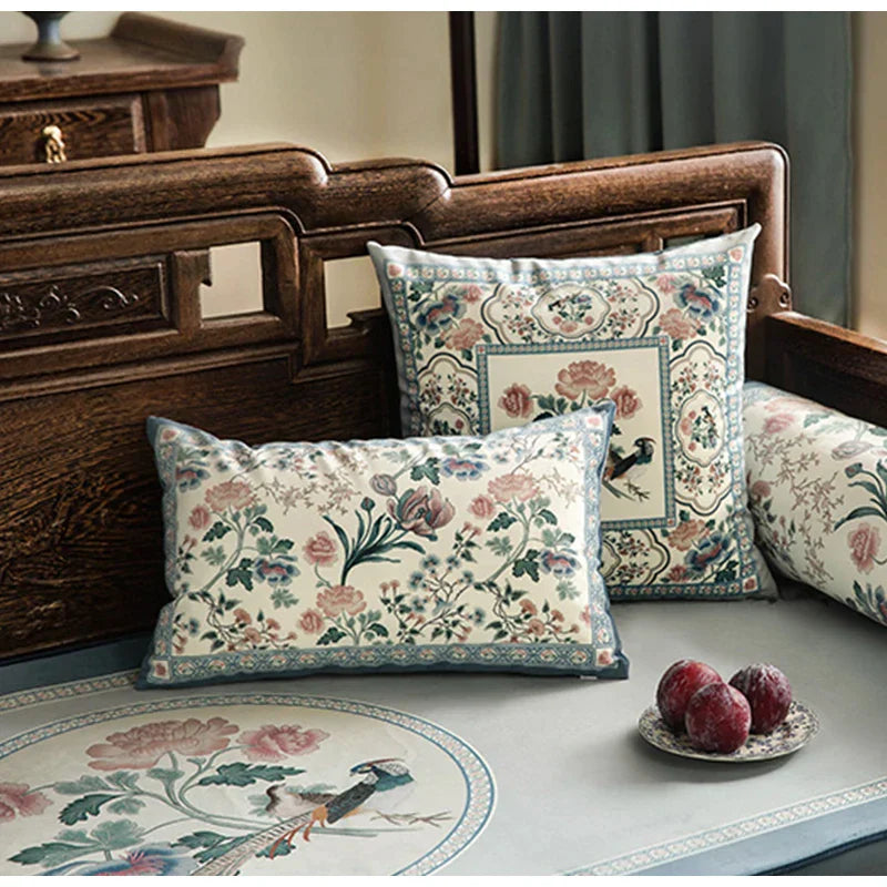 Decorbites™ Vogelgezwitscher & Blumenduft Chinesisches Muster Kissenbezug für Sofa & Bett