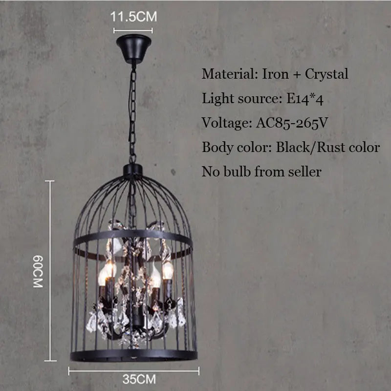 DecorBites™ Crystal Bird Cage Chandelier: Elegant Ceiling Light for Home, Restaurant, and Bar