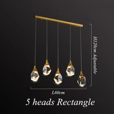 Decorbites™ Diamantkristall-LED-Kronleuchter, Messing-Deckenpendellampe für Esszimmer