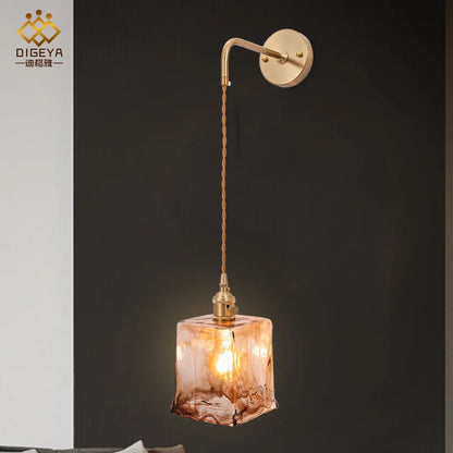 Decorbites™ Bernstein-Glas-Wandleuchte-Schalter, Moderne Kupfer-LED-Lampe für Zuhause, Schlafzimmer, Wohnzimmer