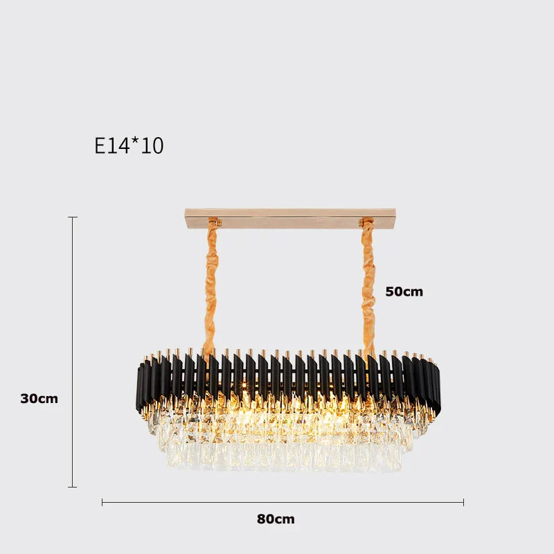 Decorbites™ Kristall-Schwarz-Klar-LED-Kronleuchter-Beleuchtung für Treppenhaus und Eingangshalle