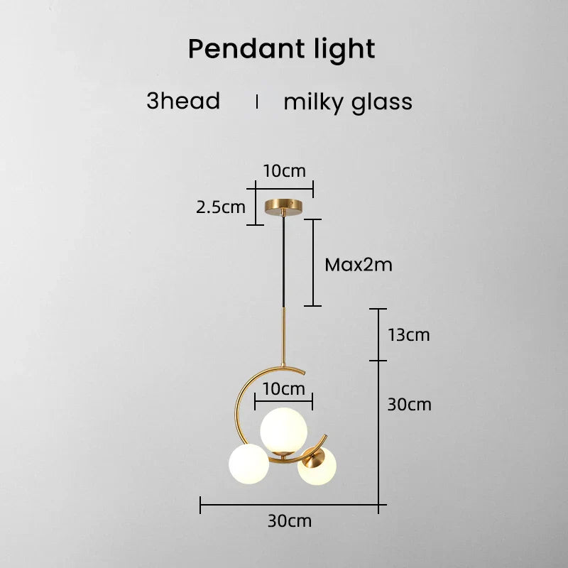 Gold Glass Ball Chandelier 6-Head Clear Spheres