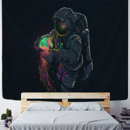 Decorbites™ Qualle Interstellarer Himmel Wandbehang: Astronautendesign für Boho-Wohnheime-Dekoration