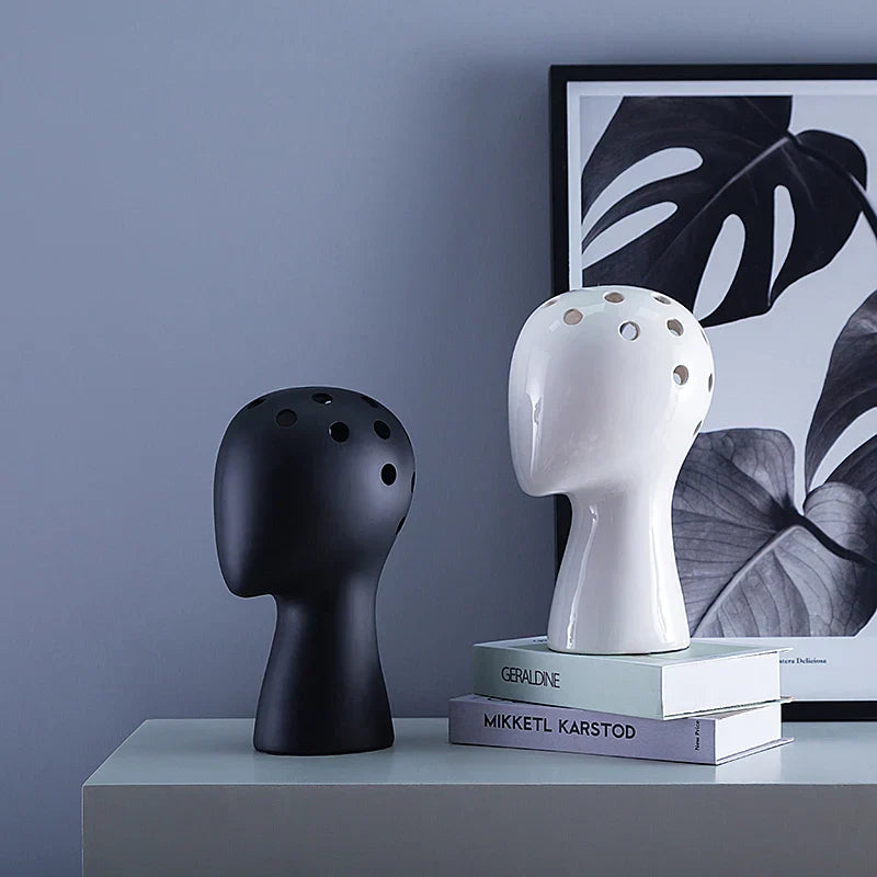 DecorBites™ Human Head Ceramic Vase for Nordic Style Flower Arrangement