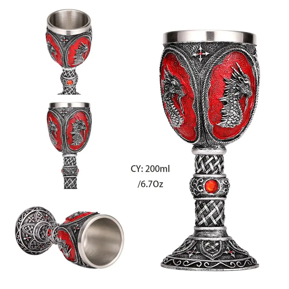 Decorbites™ Drachenkönig-Becher 200ml: Retro Edelstahl-Weinglas Gotischer Whisky-Becher