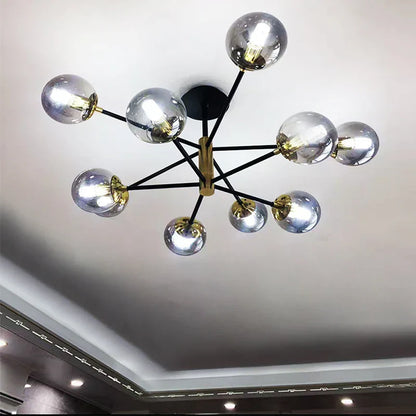 Decorbites™ Glas-Kugeln-LED-Kronleuchter: Retro runde Schmiedeeisen-Innenbeleuchtung für Küche, Wohnzimmer, Bauernhaus