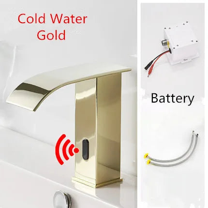 Decorbites™ Gold Sensor-Wasserfall-Waschtischarmatur Automatisch Berührungslos Heiß-Kalt-Mischer Badezimmer