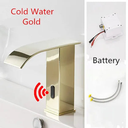 Decorbites™ Gold Sensor-Wasserfall-Waschtischarmatur Automatisch Berührungslos Heiß-Kalt-Mischer Badezimmer
