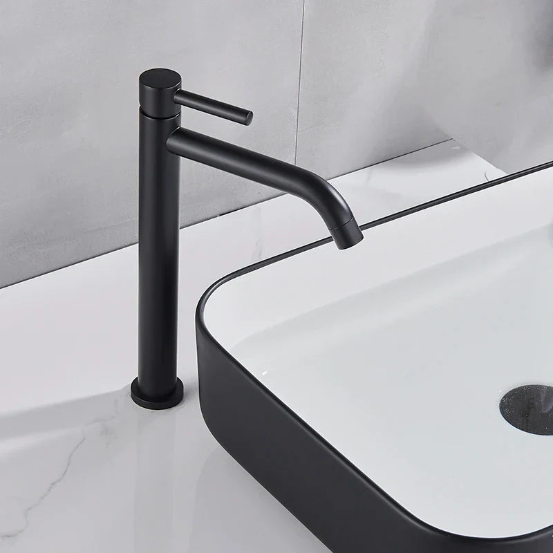 DecorBites™ Black Deck Mounted Basin Mixer Tap | Hot Cold Water Faucet for Bathroom Basin