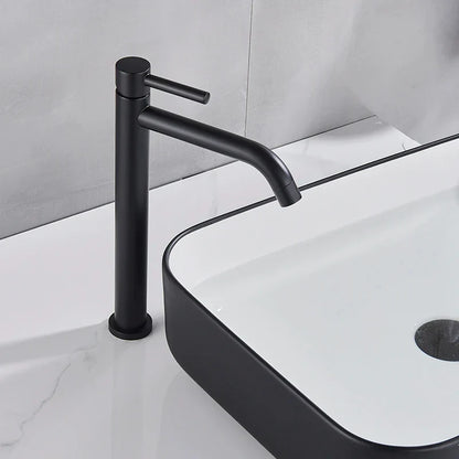 DecorBites™ Black Deck Mounted Basin Mixer Tap | Hot Cold Water Faucet for Bathroom Basin