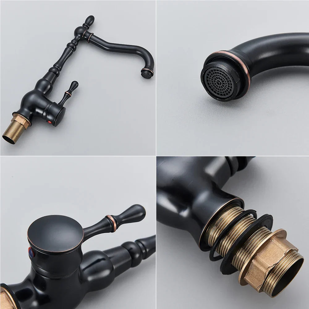Decorbites™ Schwarzer Messingarmatur Einhebel 360° Drehbar Beckenmischer