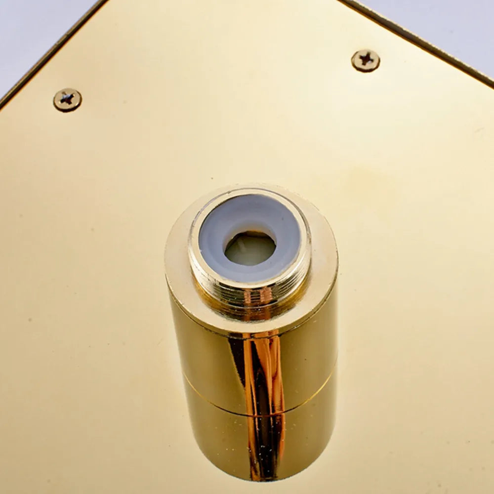 DecorBites™ Gold LED Square Rainfall Shower Head for Bathroom Faucet - Top Sprayer