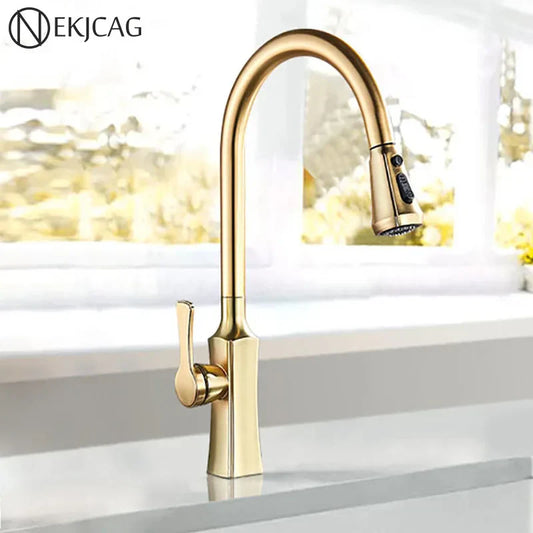 Decorbites™ Gold Einhebel-Küchenarmatur: Heiß- und Kaltwassertülle