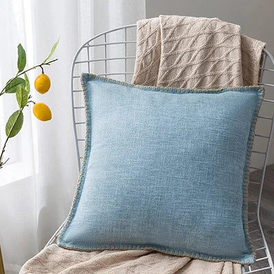 Decorbites™ Leinen-Fransen-Kissenbezug: Blau Grau Gelb Rot Grün für Sofa Bett