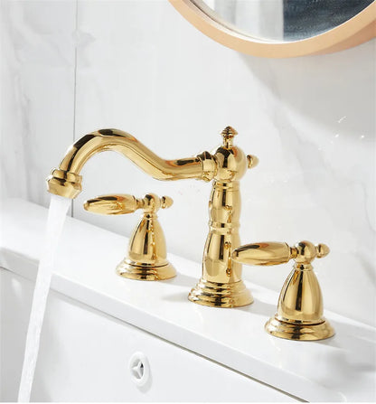 Decorbites™ Gold Messing Waschtischarmatur - Antike Spülenarmaturen 3 Löcher