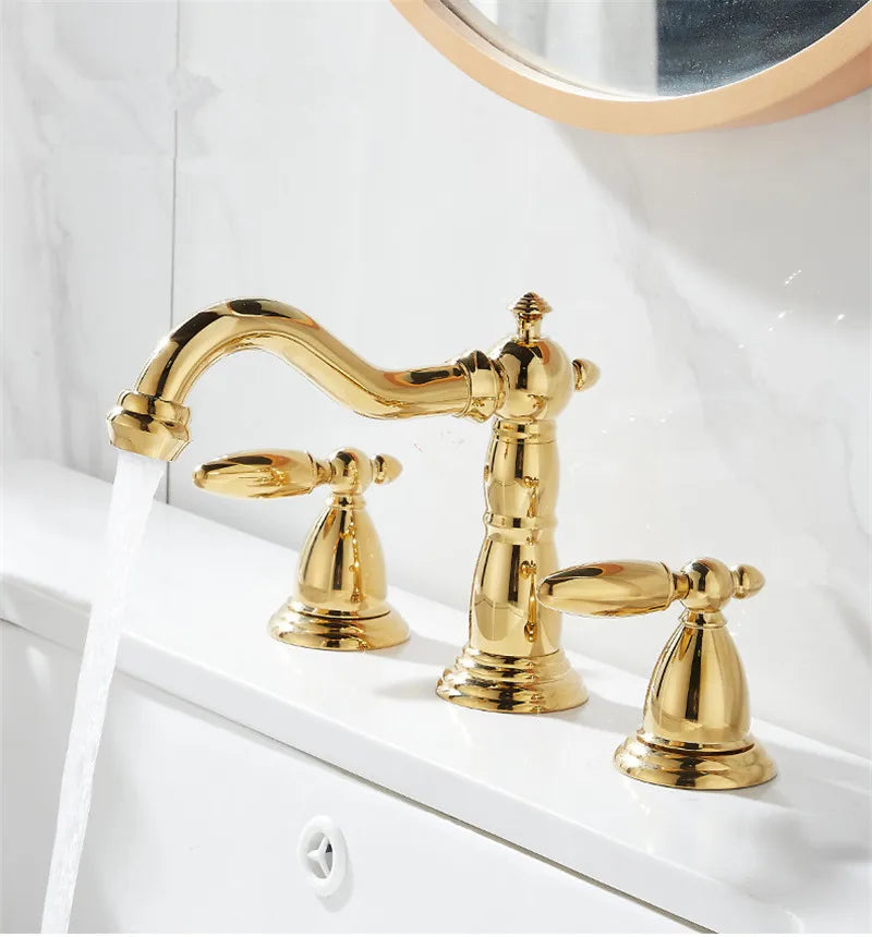 Gold Widespread Bathroom Faucet