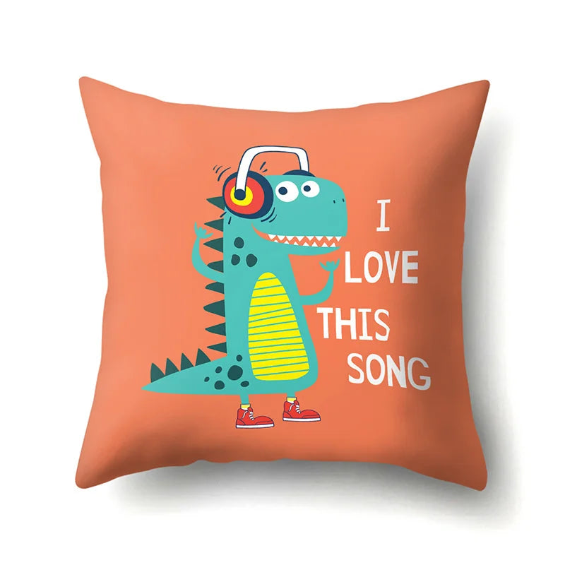 Decorbites™ Dino-Baby-Kissenbezug: Süßer Dino-Auto-Fahrer-Buchstaben-Kissenbezug für Schlafzimmer-Dekoration