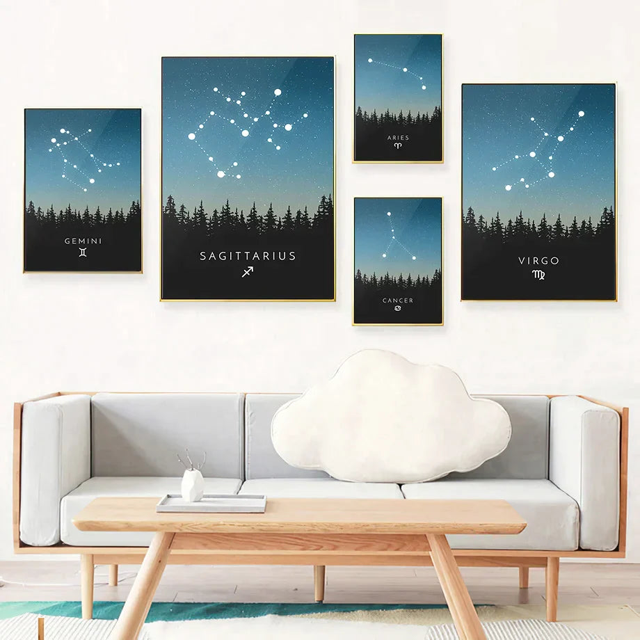 Decorbites™ Leo Krebs Sternzeichen-Leinwandkunst nordische Drucke für Kinderzimmer Heimdekoration