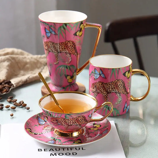 Decorbites™ Dschungeltiere Knochenporzellan-Kaffeetassen-Set für Teeliebhaber und Bürogebrauch