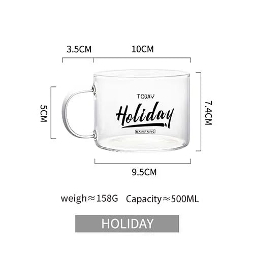 DecorBites™ Creative Alphabet Glass Juice Cup with Handle | Personalized Office Tea and Dessert Cup
