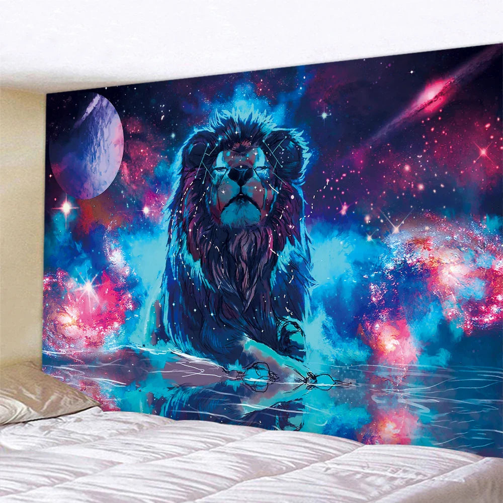 Decorbites™-Löwen-Psychedelische-Kunst-Wandbehang für die Heimdekoration Hippie-Bohemian-Wohnzimmer-Wandkunst