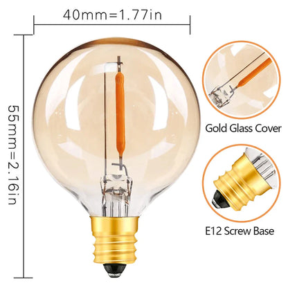 Decorbites™ G40 Bernstein-Glas Warm White LED-Lichterkette für Terrassen-Dekoration, dimmbar 1W Äquiv